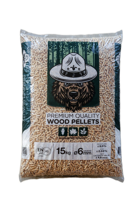 Kokskaidu granulas "Premium" 6mm, 15kg, maiss